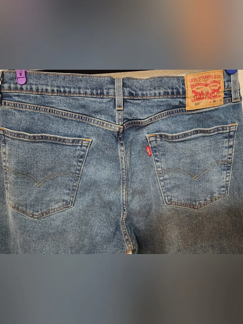 Levi's 505 Regular Fit Straight Leg Jeans Medium Wash Men's Tagged as 36x34